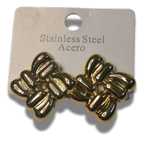 pendientes de botón cuadrado con nudo en acero inoxidable