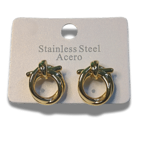 pendientes de botón cuadrado con nudo en acero inoxidable