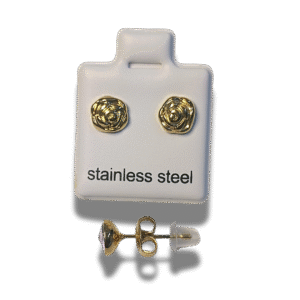 pendientes de botón cuadrado con nudo en acero inoxidable