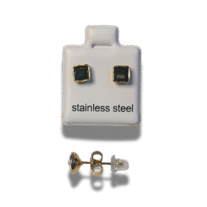 pendientes de botón cuadrado con nudo en acero inoxidable