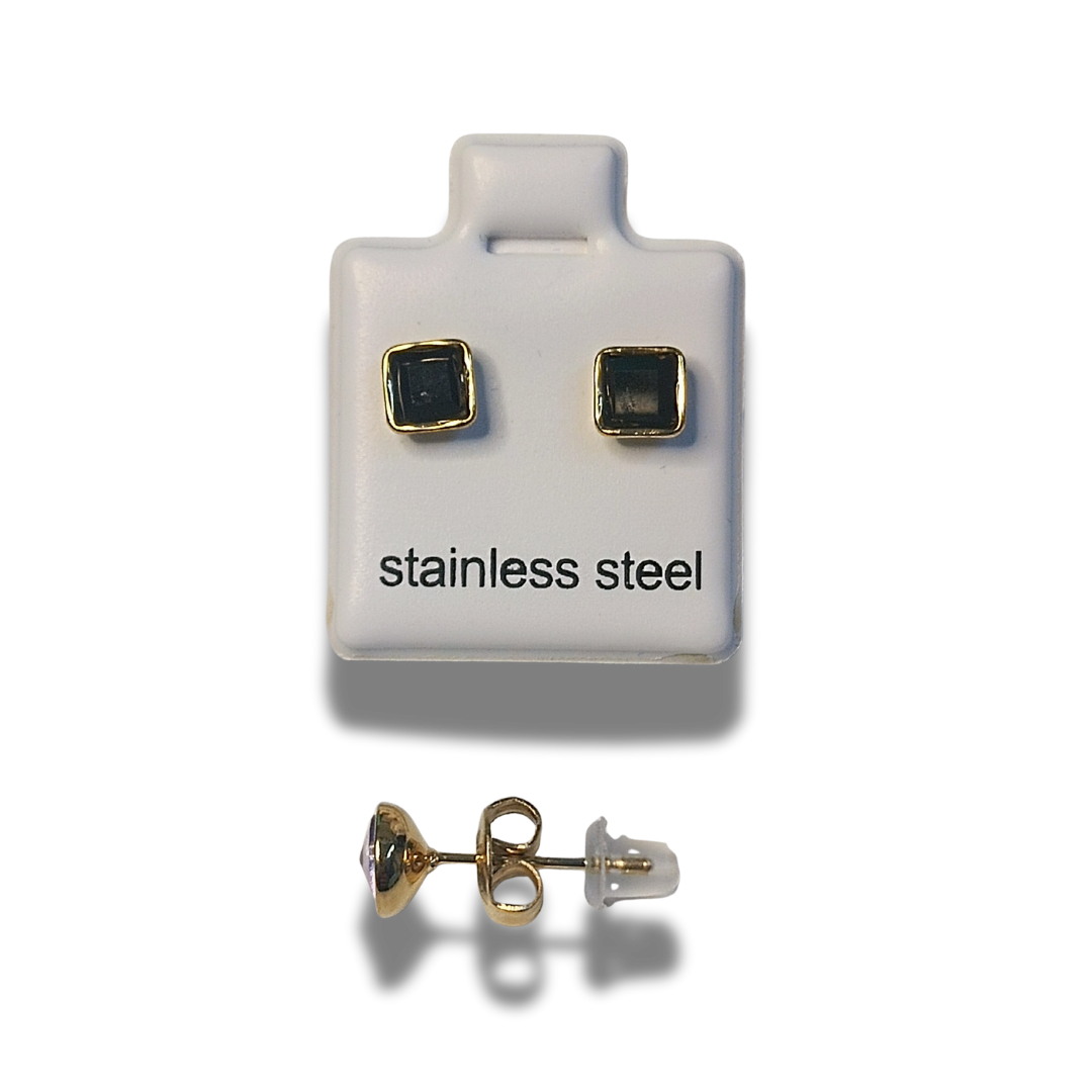 pendientes de botón cuadrado con nudo en acero inoxidable pendientes de botón cuadrado con nudo en acero inoxidable