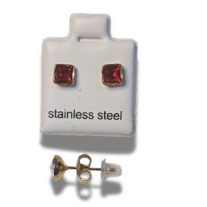 pendientes de botón cuadrado con nudo en acero inoxidable