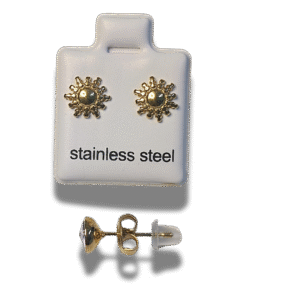 pendientes de botón cuadrado con nudo en acero inoxidable