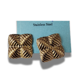 pendientes de botón cuadrado con nudo en acero inoxidable