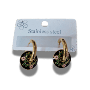 pendientes de botón cuadrado con nudo en acero inoxidable