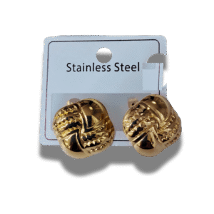 pendientes de botón cuadrado con nudo en acero inoxidable