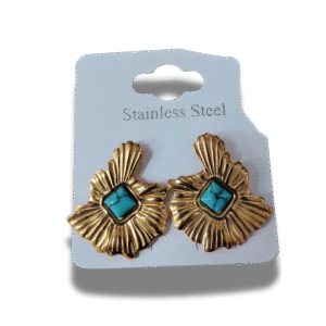 pendientes de botón cuadrado con nudo en acero inoxidable