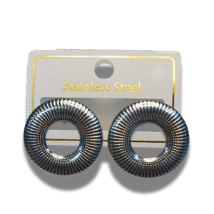 pendientes de botón cuadrado con nudo en acero inoxidable