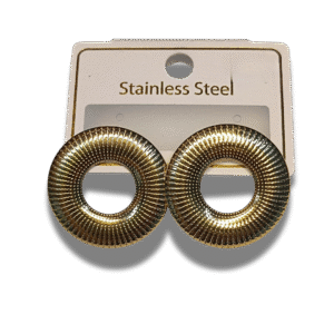 pendientes de botón cuadrado con nudo en acero inoxidable