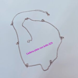 collar gargantilla plata rodinada con brillos