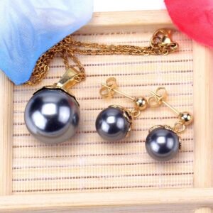 set acero dorado perla negra