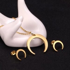 set acero dorado 1/2 luna