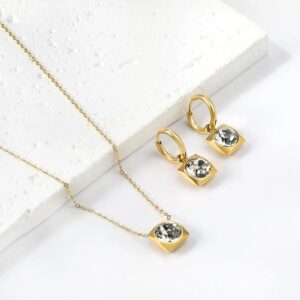 set acero dorado cuadrado con brillo