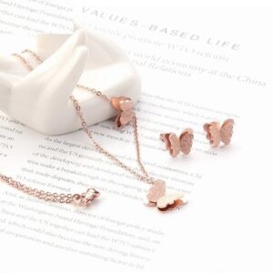 set acero rosado esmerilado mariposa