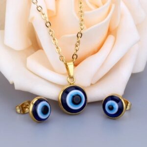 set acero dorado ojo turco azul