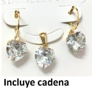 set acero dorado corazon brillo