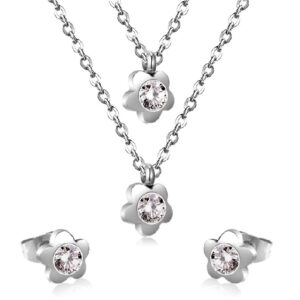 set acero flor con doble brillo