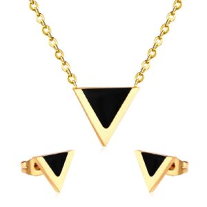 set acero dorado triangulo negro