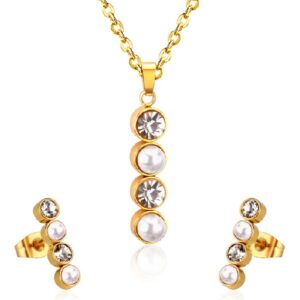 set acero dorado barra perlas y brillos