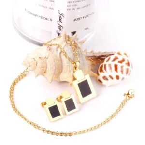 set acero dorado cuadrado color negro