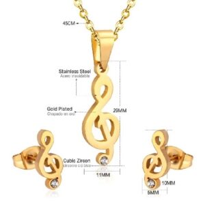 set acero dorado nota musical con brillo