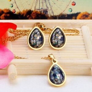 set acero dorado gota color negro