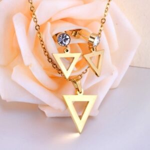 set acero dorado triangulo y brillo