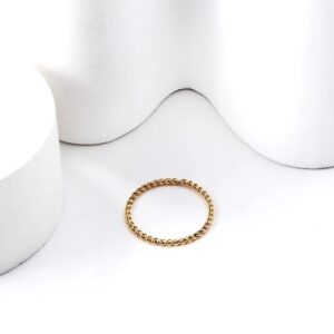 anillo acero dorado entorchado delgado