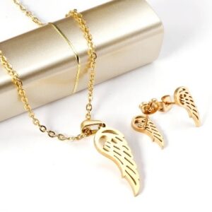 set acero dorado alita de angel