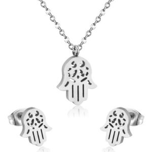 set acero mano hamsa calado