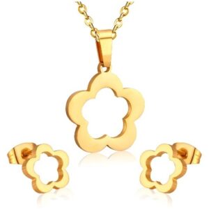 set acero dorado flor calada