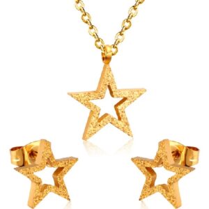 set acero dorado estrella esmerilada