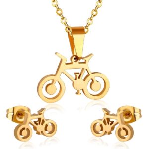 set acero dorado bicicleta