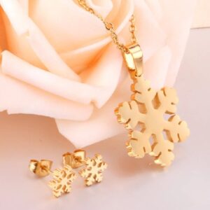 set acero dorado copo de nieve