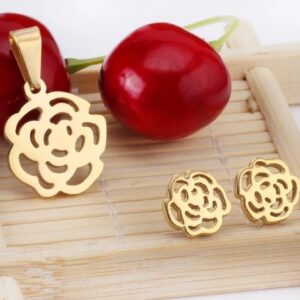 set acero dorado rosa abril