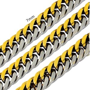 cadena acero y dorada gruesa 7mm ancho