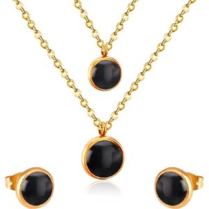 set acero dorado piedra negra