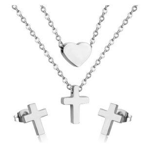 set acero cruz y corazon