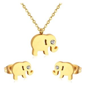 set acero dorado elefante con brillo