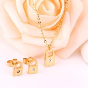 set acero dorado candado con brillo