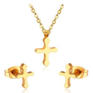 set acero dorado cruz