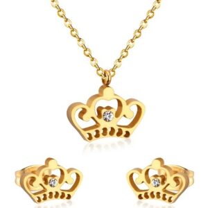 set acero dorado corona con brillo