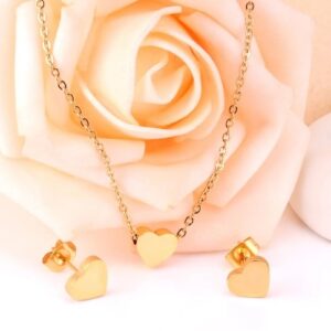 set acero dorado corazon