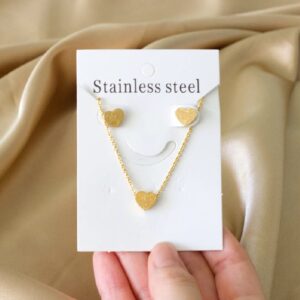 set acero dorado esmerilado corazon