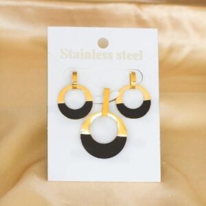 set acero circulo dorado y 1/2 negro