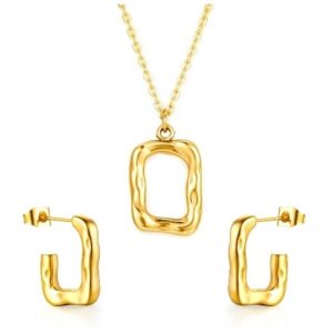 set acero dorado rustico geometrico